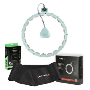 SADA HHM14 ZELANÁ + BR163 PLUS SIZE HULA HOOP SO ZÁVAŽIAMI A POČÍTADLOM HMS