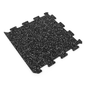 Gumová puzzle podlaha (okraj) SF1050 - 47,8 x 47,8 x 0,8 cm, černo-bílá