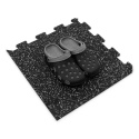 Gumová puzzle podlaha (roh) SF1050 - 47,8 x 47,8 x 0,8 cm, černo-bílá