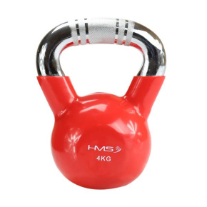 KTC04 4 KG ČERVENÝ KETTLEBELL S CHRÓMOVANÝM ÚCHOPOM HMS