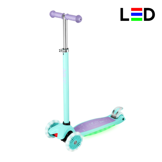 HLB1310 FIALOVÁ DETSKÁ TROJKOLOVÁ KOLOBEŽKA S LED NILS FUN