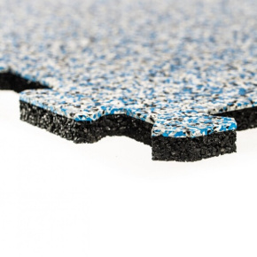 Gumová puzzle podlaha (okraj) Sandwich - 47,8 x 47,8 x 1 cm, černo-bílo-modro-šedá