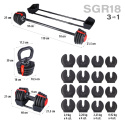 SGR18 PRO SET 2V1 40 KG JEDNORUČNÁ / OBOJRUČNÁ VARIABILNÁ ČINKA / KETTLEBELL HMS