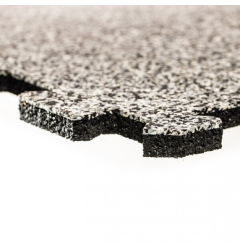 Gumová puzzle podlaha (roh) Sandwich - 47,8 x 47,8 x 1 cm, černo-bílo-šedá