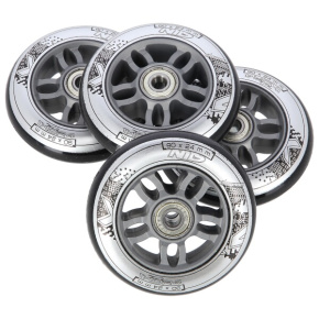 KOLIESKA PU 84x24 82A ČIERNE (4KS) + ABEC-9 CHROME (8KS) NILS EXTREME