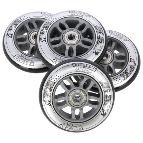 KOLIESKA PU 84x24 82A ČIERNE (4KS) + ABEC-9 CHROME (8KS) NILS EXTREME
