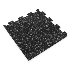 Gumová puzzle podlaha (roh) SF1050 - 47,8 x 47,8 x 0,8 cm, černo-bílá