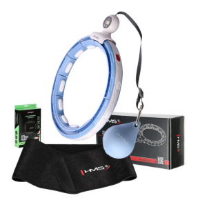 SADA HHM15 MODRÁ + BR163 PLUS SIZE HULA HOOP SO ZÁVAŽIAMI, MAGNETMI A POČÍTADLOM HMS
