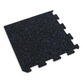 Gumová puzzle podlaha (roh) SF1050 - 47,8 x 47,8 x 0,8 cm, čierna - modrá