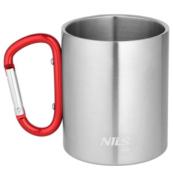 NC17110 ČERVENÝ KEMPIGOVÝ HRNČEK 300ML S KARABINOU NILS CAMP