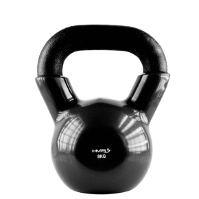 KNV08 ČIERNÝ KETTLEBELL POKRYTÝ VINYLOM HMS